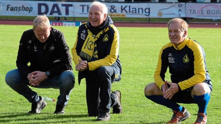 Harmonisches Duo: Der neue 2. Vorsitzende Bastian Fuhrken (links) und Klubchef Manfred Engelbart träumen mittelfristig von der Regionalliga – und kurzfristig vom Einzug in den DFB-Pokal. 