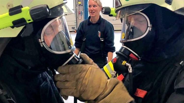 Bei dem Training der Freiwilligen Feuerwehr stand der Atemschutz auf dem Programm.