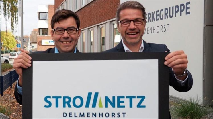Tobias Meier (links, EWE Netz) und Dieter Meyer (Stadtwerke) sind die Geschäftsführer der neuen Tochtergesellschaft. 