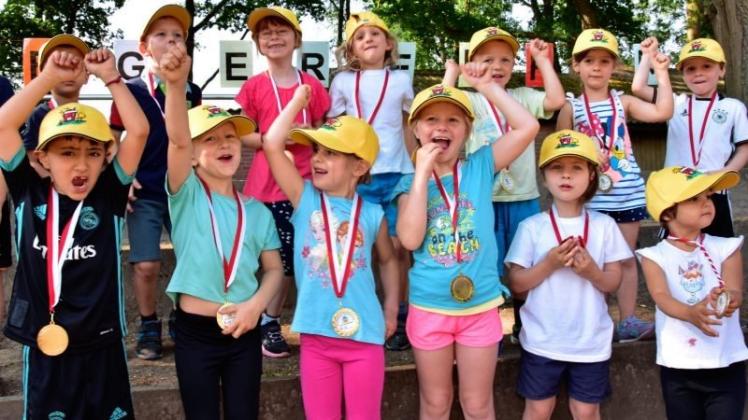 Großer Jubel bei den Kleinen: Auch in ihrem 33. Jahr bleibt die Traditionsveranstaltung Ganderkeseer Kindergartensportfest ein Teilnehmer- und Besuchermagnet 