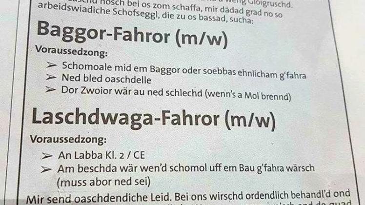 „Baggor-Fahror“ in Schwaben gesucht! Screenshot NOZ/ Quelle: Facebook