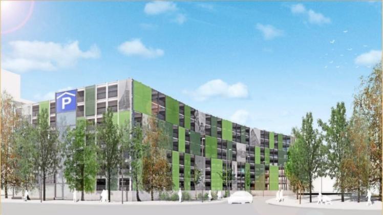 Das Baurecht muss noch abgesegnet werden, aber wie es aussehen wird, ist schon klar: Neues City-Parkhaus. Grafik: Schröder Architekten/ Stadtwerke Das Baurecht muss noch abgesegnet werden, aber wie es aussehen wird, ist schon klar: Neues City-Parkhaus. Grafik: Schröder Architekten/ Stadtwerke
