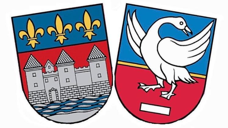 Das deutsch-französische Jugendzeltlager soll die Städtepartnerschaft zwischen Château-du-Loir (Wappen links) und Ganderkesee ausbauen. Grafik: Gemeinde Ganderkesee
