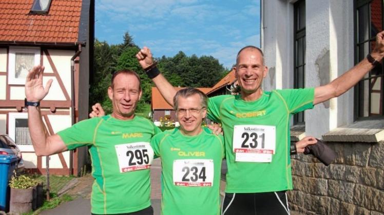 Nahmen am Brockenlauf teil: (von links) Marc Möller, Oliver Respondek und Robert Oestmann vom Lauftreff Ganderkesee. 