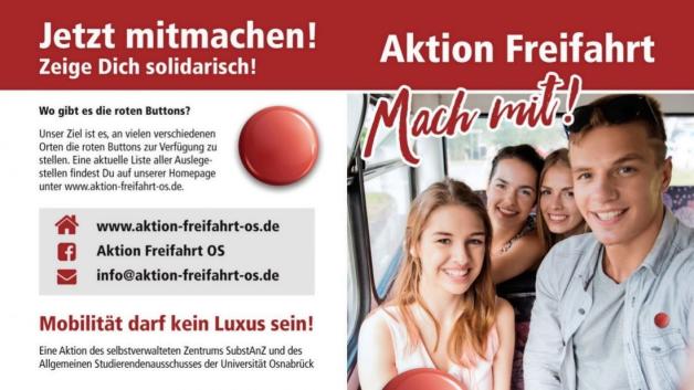 Dieser Flyer der „Aktion Freifahrt“ liegt derzeit in tausendfacher Ausführung in Osnabrück aus. 