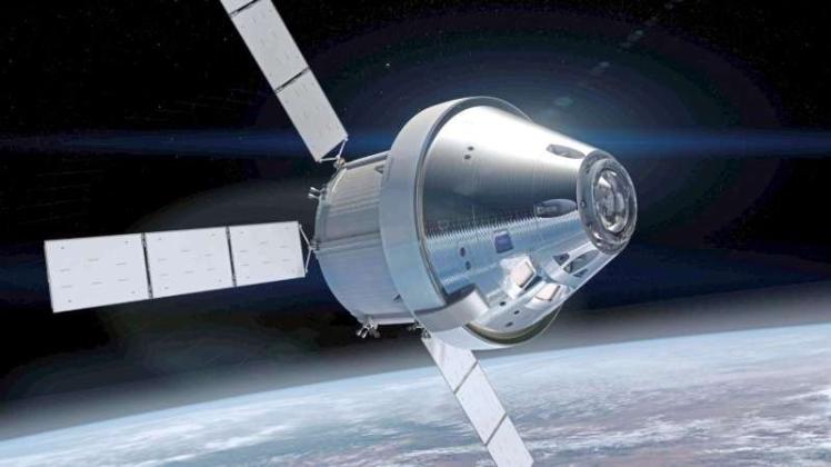 Eine grafische Darstellung der Orion Raumkapsel. Der europäische Verteidigungs- und Raumfahrtkonzern Airbus Defence and Space hat den Auftrag zum Bau eines zweiten Servicemoduls für die bemannte US-Raumfahrtmission „Orion“ erhalten. Der Auftrag hat ein Volumen von 200 Millionen Euro. 
