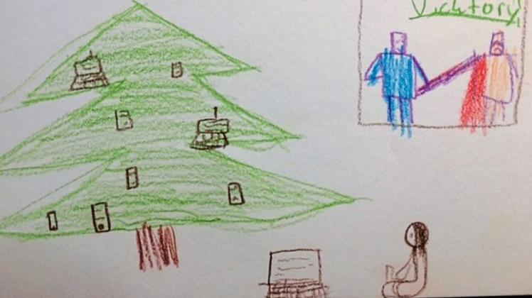 Mit Handys und Computern am Tannenbaum wird Weihnachten noch einmal so schön. Illustration: Lilith Benedict