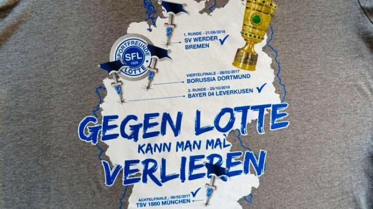 Allen Dortmundern zum Trost: „Gegen Lotte kann man mal verlieren“, heißt es auf dem Fanshirt der Sportfreunde. 
