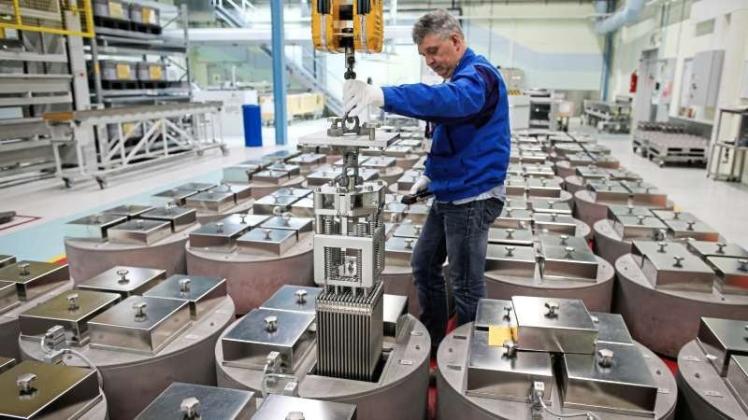 Blick ins Brennelementelager der Lingener Fabrik. 