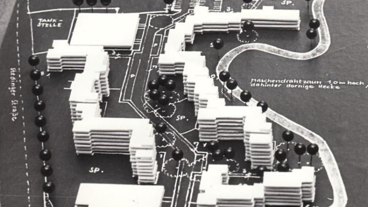 Die Wohnungsnot sollte gelindert werden und die Stadt eine neue Visitenkarte bekommen: Wollepark-Modell von 1968.Archivfoto: Horst Schilling