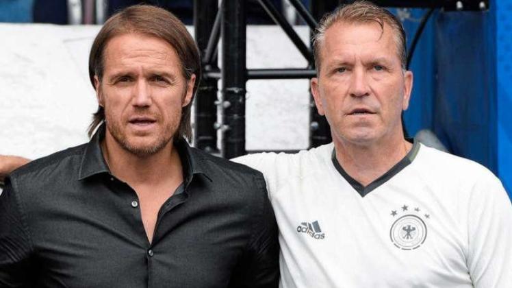 „Kontinuität und Verlässlichkeit“ an der Spitze der Nationalmannschaft“: Co-Trainer Thomas Schneider und Torwarttrainer Andreas Köpke (r) machen weiter bis 2020. 