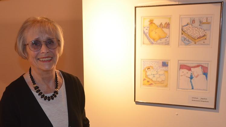 Karin Bormann zeigt bei der Ausstellung „Wörtlich genommen“ Zeichnungen im Café Speicher in Bramsche-Engter 