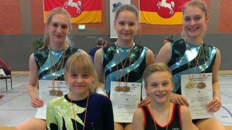 Stolz auf ihre Leistungen bei den Landesmeisterschaften: Die DTVer (von links) Fabienne Leitner, Melissa Lindt, Kaja Eilers, Vincent Roman Hartwig und Fenja Feist. 