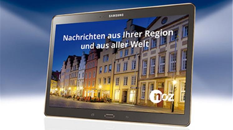 Bis Donnerstag, 18. Februar, können Sie das DigitalPremium inklsuvie Samsung Galaxy Tab S2 bestellen. Sie erhalten dann hundert Euro von Samsung zurück. Grafik: NOZ Medien.