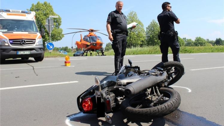 Bei einem Unfall an der Oldendorfer Straße wurde ein Motorradfahrer verletzt. 