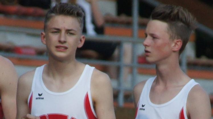50 Prozent der 4x100-Meter Staffel des Delmenhorster Turnvereins: Fabian Sander (rechts) und Fabian Kuhfeld. 
