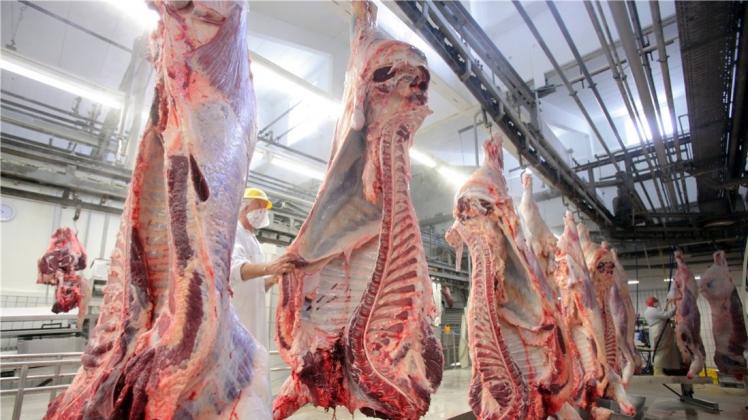 Blick in einen Schlachthof. Per Selbstverpflichtung sagten sechs große Fleischkonzerne zu, die Arbeitsbedingungen der Schlachter zu verbessern. 