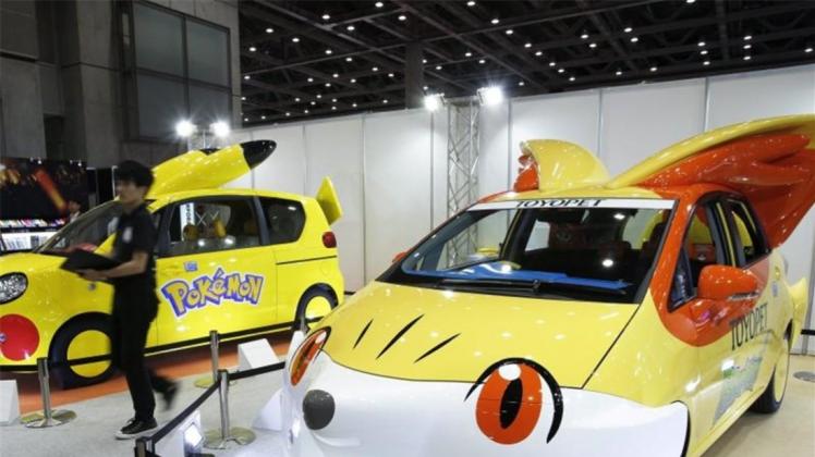 „Pokemon“-inspirierte Autos auf einer Messe in Tokio: Die „Pokemon“, gestartet vor 20 Jahren, hat sich für Nintendo zu einem Dauerbrenner mit einer weltweiten Gemeinde aus Millionen Fans entwickelt. Foto: Kiyoshi Ota