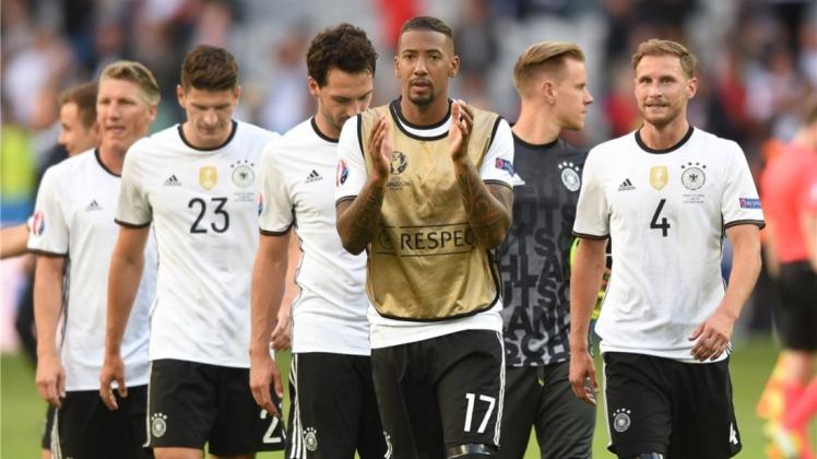 Auf ins Viertelfinale: Die deutsche Mannschaft nach dem 3:0-Sieg gegen die Slowakei. 