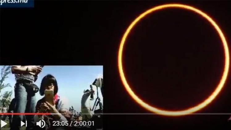 Über Teilen Afrikas hat es am Donnerstag eine ringförmige Sonnenfinsternis gegeben. Über der Insel Reunion war sie besonders gut zusehen. Am 1. September 2016 gibt es über Afrika eine ringförmige Sonnenfinsternis zu beobachten. Screenshot: Reuben MRU/Youtube