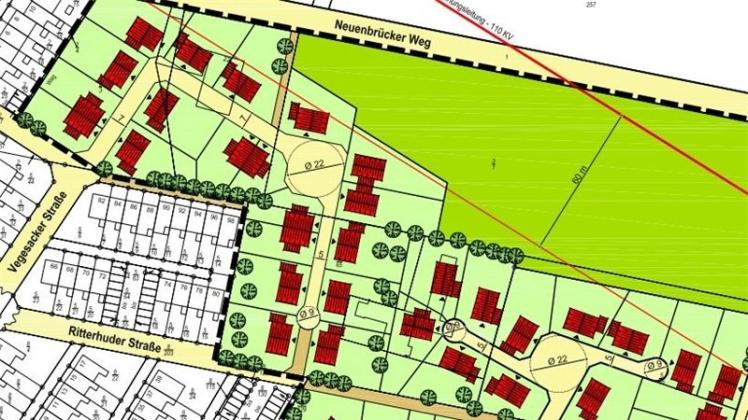 Erste Entwürfe zeigen die Möglichkeit, neue Bauplätze in Delmenhorst-Heidkrug zu schaffen. Grafik: Stadt Delmenhorst