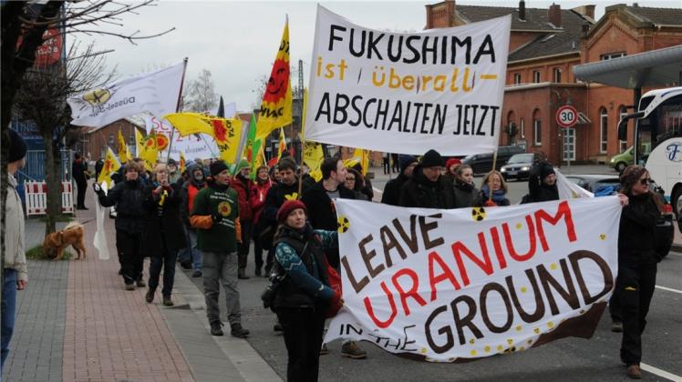 Für einen Exportstopp von Brennelementen demonstrierten am Sonntag rund 80 Atomkraftgegner in Lingen. 