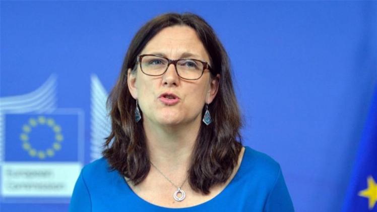 EU-Handelskommissarin Cecilia Malmström auf einer Pressekonferenz in Brüssel. 