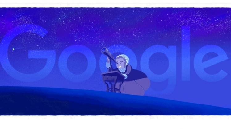 Caroline Herschel: Am 16. März 2016 feiert Google den 266. Geburtstag der Astronomin mit einem Doodle. Screenshot: Google, dab