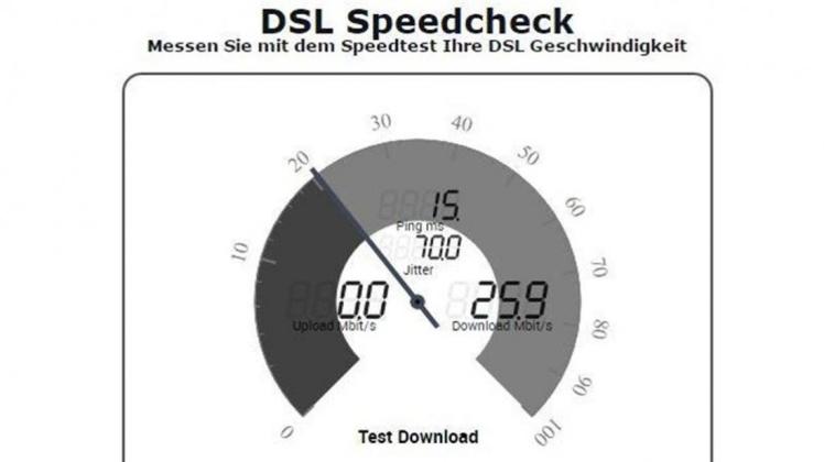 Geschwindigkeitstest einer DSL-Leitung. 