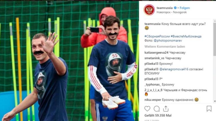 Die Spieler der russischen Nationalmannschaft hatten sichtlich Spaß bei ihrer Aktion. Foto: Instagram