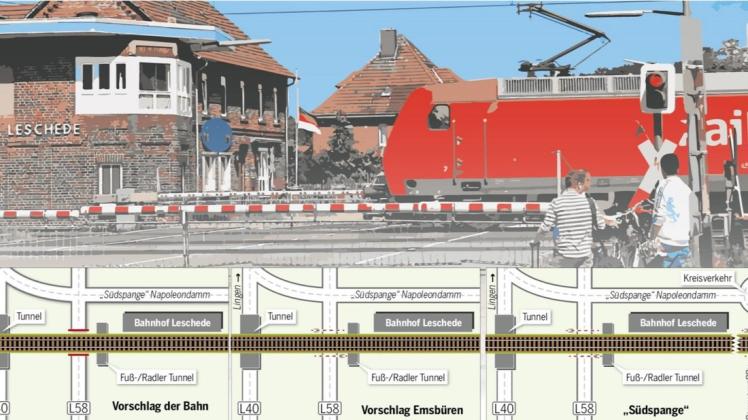 Abweichende Vorstellungen vom Bahntunnel in Leschede. Quelle: Gemeinde Emsbüren/