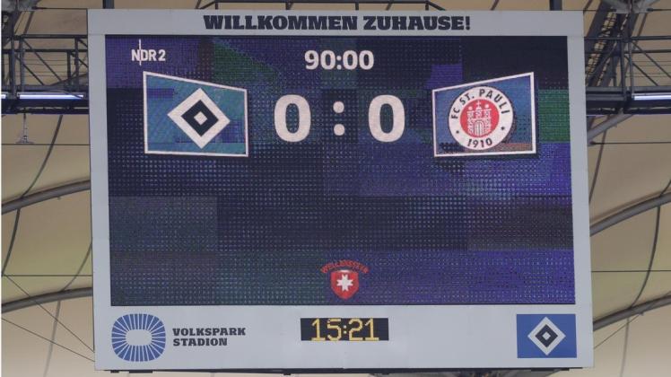 Keine Tore beim langersehnten Hamburger Derby zwischen dem HSV und dem FC St. Pauli. Foto: dpa/picture alliance