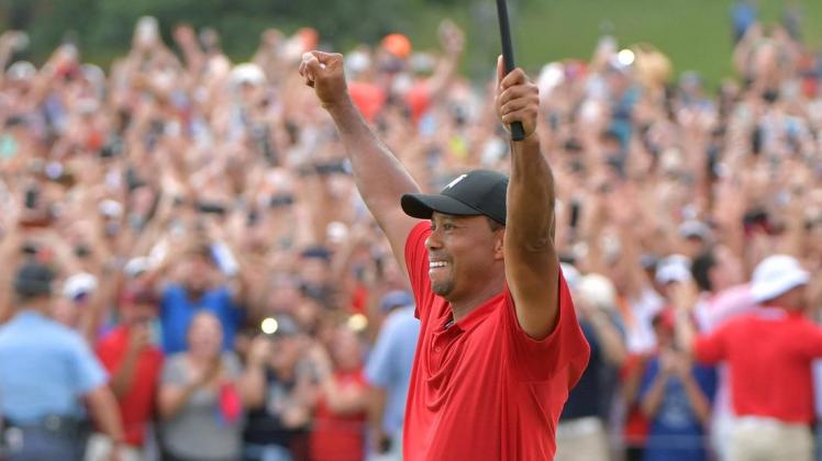 Tiger Woods im Moment des Sieges. Fünf Jahre lang musste er auf seinen 80. PGA-Tour-Gewinn warten.