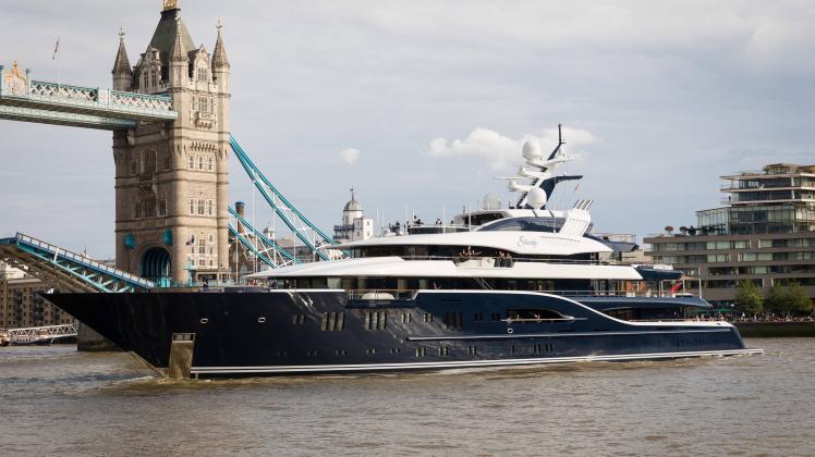 June 9 2019 London London UK London UK The luxury 279 feet long 85 metre superyacht Solan