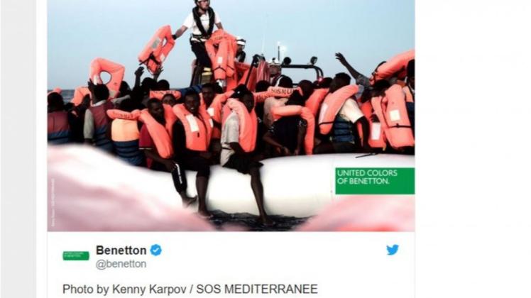 Benetton sorgt mit seinen Werbekampagnen immer wieder für Empörung. Screenshot: Twitter/Benetton