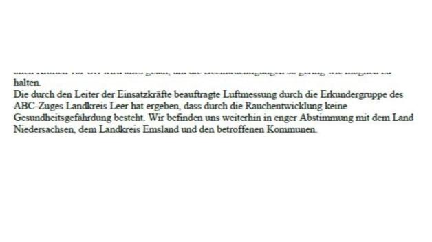 "Keine Gesundheitsgefährdung": Auszug aus der Bundeswehrmitteilung vom 19. September.