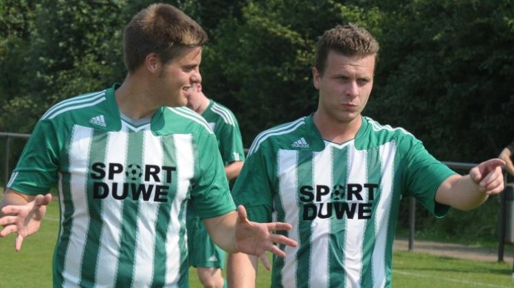 Sind mit dem Delmenhorster TB oben mit dabei: Die Spielertrainer Andre Tiedemann (links) und Christian Stark. 