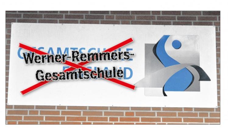 Zurückgezogen hat die CDU-Kreistagsfraktion ihren Vorschlag, die Gesamtschule Emsland in Lingen in „Werner Remmers-Gesamtschule“ umzubenennen. Grafik: Heiner Wittwer