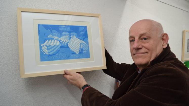 Künstler Manfred Schidlo stellt seine Bilder in der Craftschöpferey in Delmenhorst aus. 