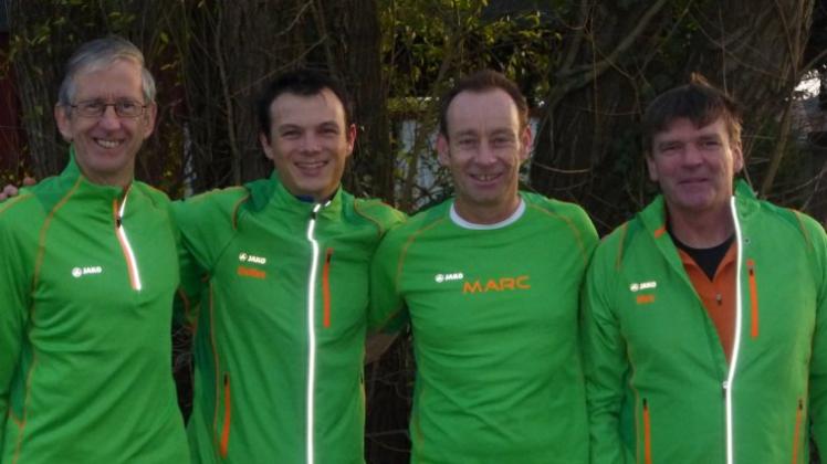 Liefen beim Bremer Bergmarathon auf vordere Plätze: (von links) Ralf Krebs, Steffen Rühlmann, Marc Möller und Gerold Einemann vom Lauftreff Ganderkesee. 