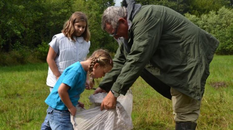 Im Hasbruch entdeckten Jana und Samantha mit Dr. Klaus Handke (v. l.) bei der Ferienpassaktion „Der Natur auf der Spur“ des Hegerings Ganderkesee die Artenvielfalt auf einer Wiese. Im Hasbruch entdeckten Jana und Samantha mit Dr. Klaus Handke (v. l.) bei der Ferienpassaktion „Der Natur auf der Spur“ des Hegerings Ganderkesee die Artenvielfalt auf einer Wiese.