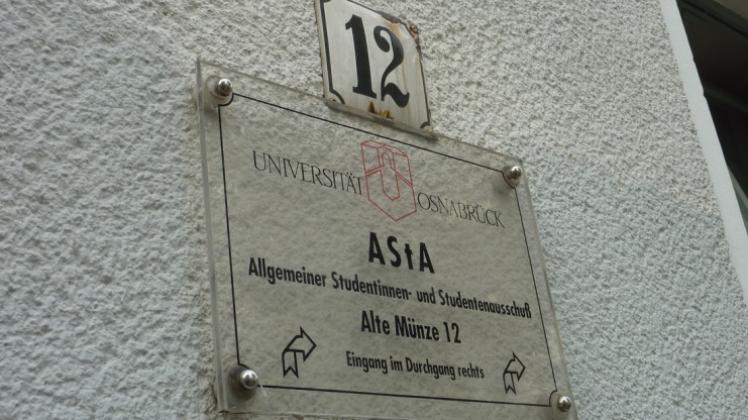 Hinweisschild des Astas in Osnabrück. 