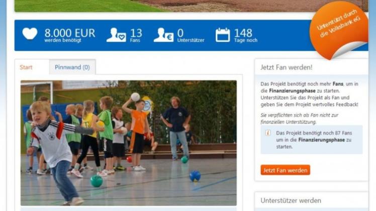Über diese Homepage können Fans den TV Neuenkirchen beim Sammeln der Gelder für eine Musikanlage unterstützen. Foto/Screenshot: Jörg Sanders