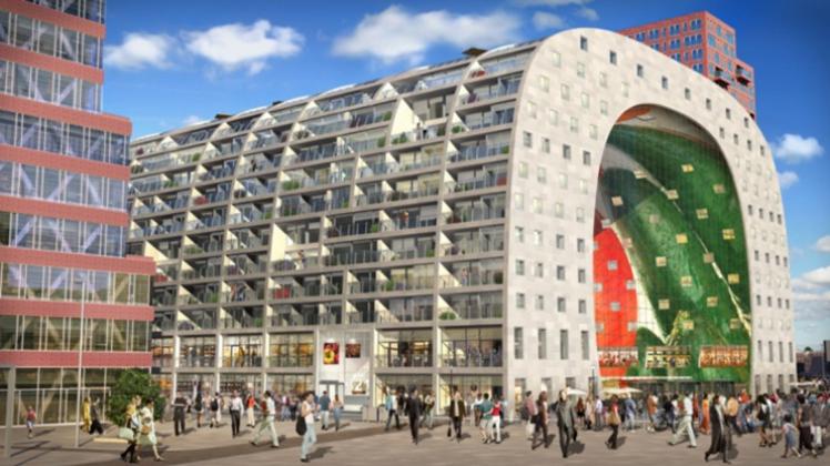 Glas für ein außergewöhnliches Projekt: die neue Markthalle in Rotterdam. Grafik: Hero-Glas