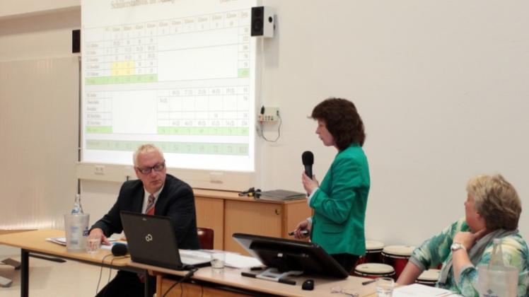 Über die Situation der Grundschulen informierten Samtgemeindebürgermeister Ludwig Pleus, Fachbereichsleiterin Marlies Maas und Schulausschussvorsitzende Maria Lau (von links) in der Diskussionsrunde. 