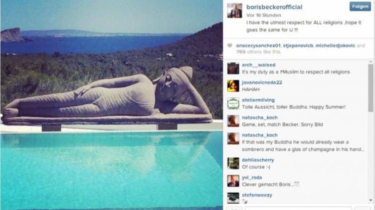 Der Buddha - jetzt ohne Familie Becker. Quelle: Instagram/ Screenshot: NOZ Der Buddha - jetzt ohne Familie Becker. Quelle: Instagram/ Screenshot: NOZ