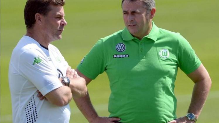 Mit Trainer Dieter Hecking (l) und Sportmanager Klaus Allofs sind beim VfL die Zeiten der Vernunft zurückgekehrt. 