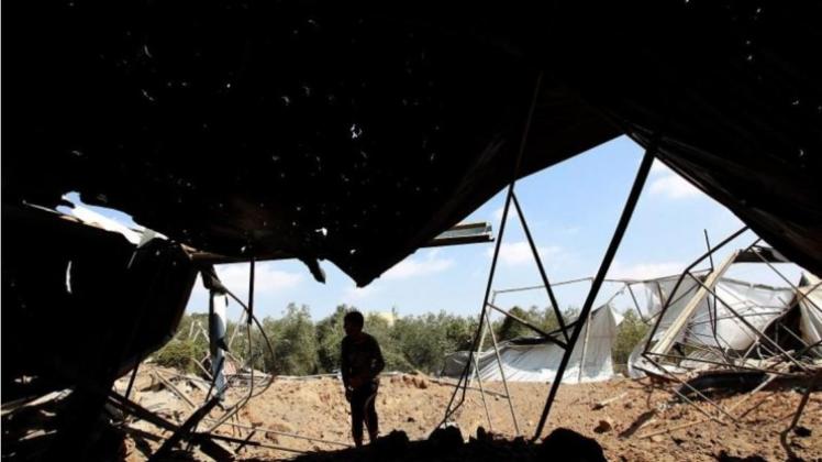 Zerstörtes Gebäude im Gazastreifen. 