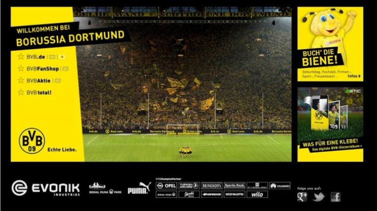 Ein Screenshot der BVB-Homepage. Ein Screenshot der BVB-Homepage.