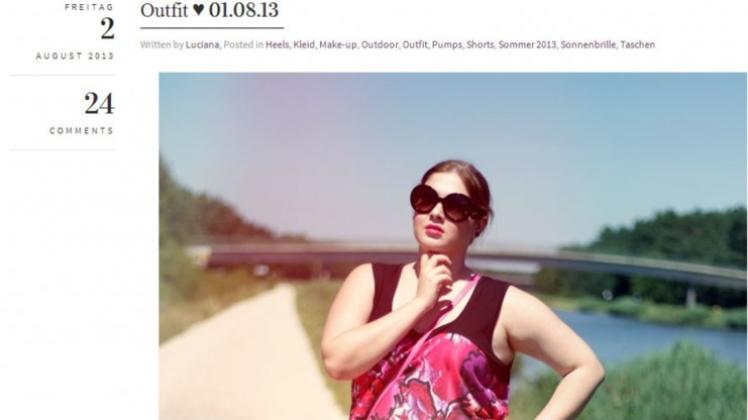 Bloggerin Luciana Schmidt gibt in ihrem Blog „Lu zieht an“ „Plus-Size“-Tipps. Screenshot: NOZ/Luciana Schmidt